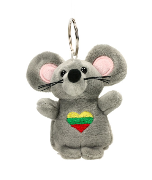 Mouse Keychain with Lithuanian flag heart